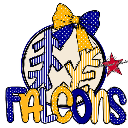 Falcons Baseball-Softball Spirit Design-Blue & Yellow