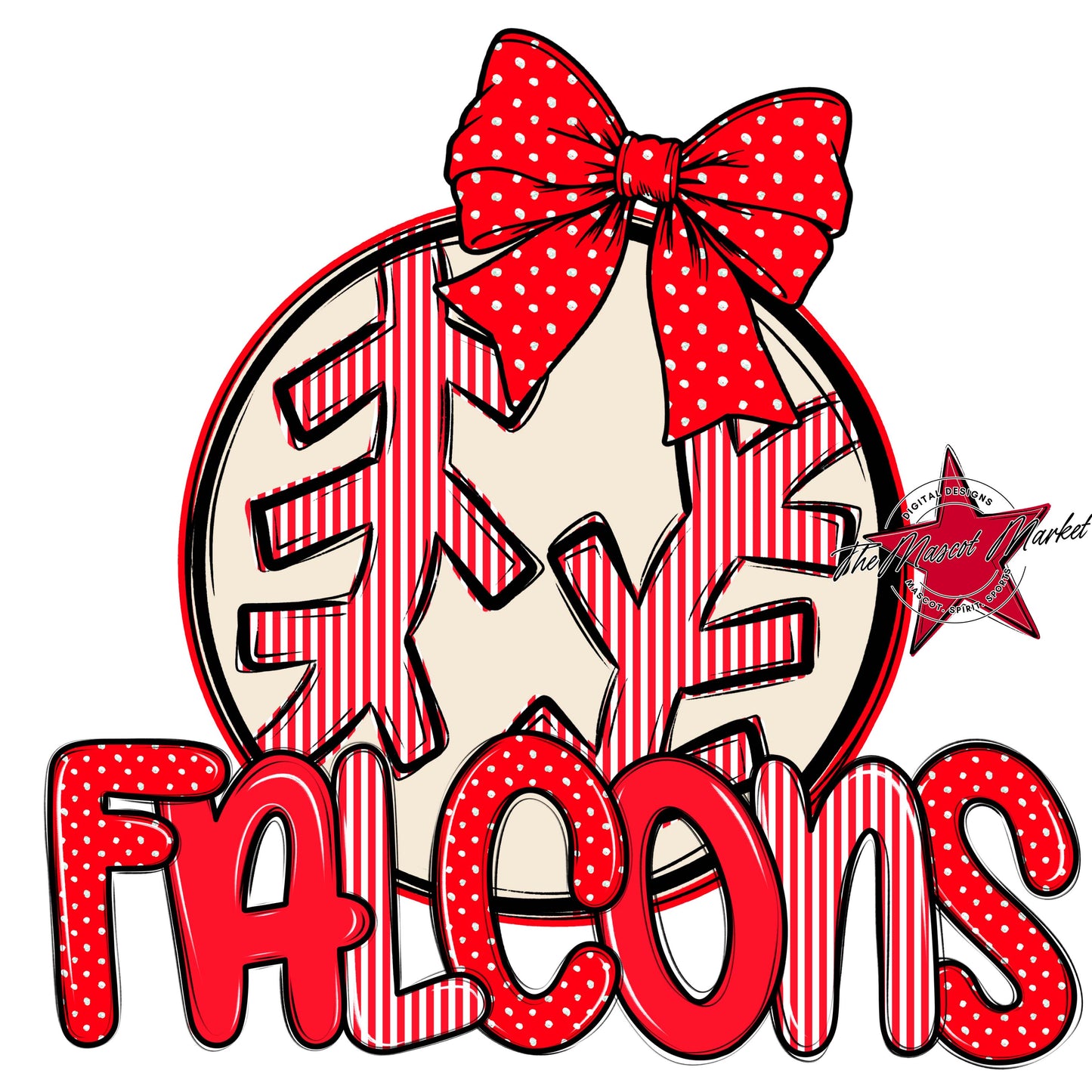 Falcons Baseball-Softball Spirit Design-Bright Red