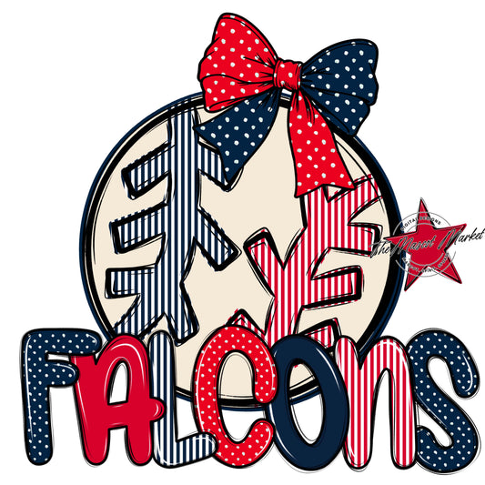 Falcons Baseball-Softball Spirit Design-Navy & Red