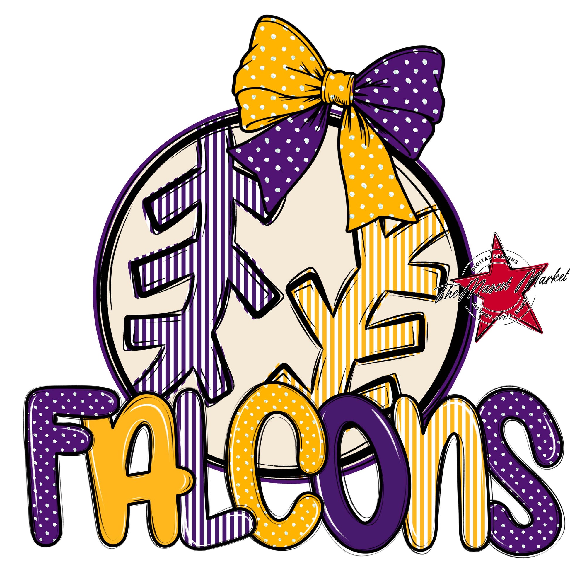 Falcons Baseball-Softball Spirit Design-Purple & Yellow