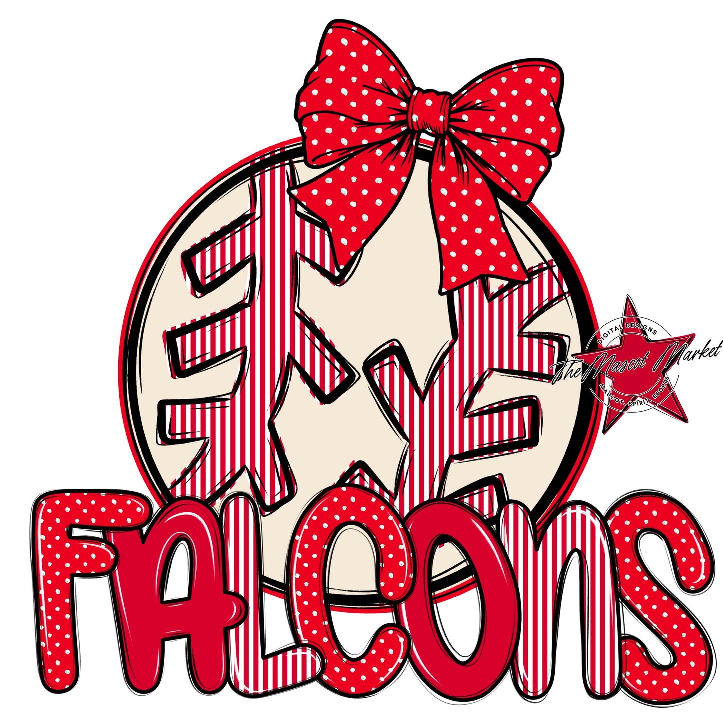 Falcons Baseball-Softball Spirit Design-Red