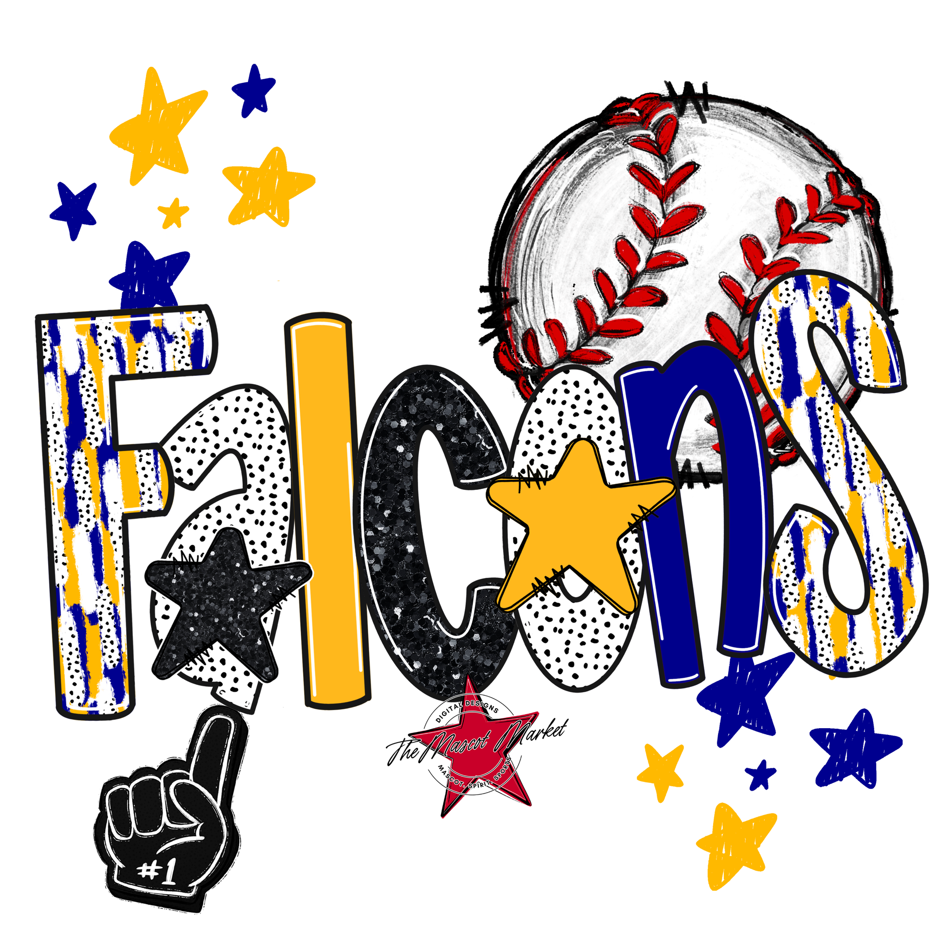 Falcons Baseball Scrape-Blue-Yellow