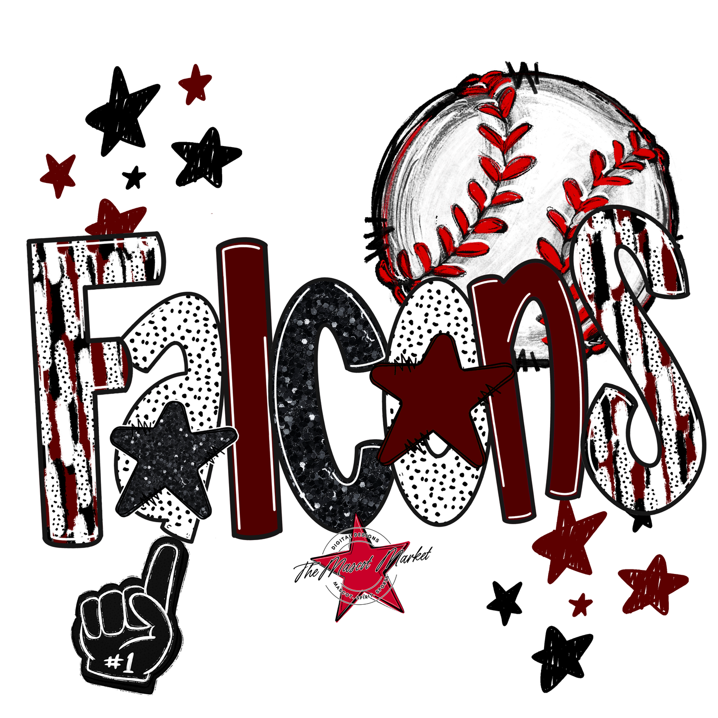 Falcons Baseball Scrape-Maroon