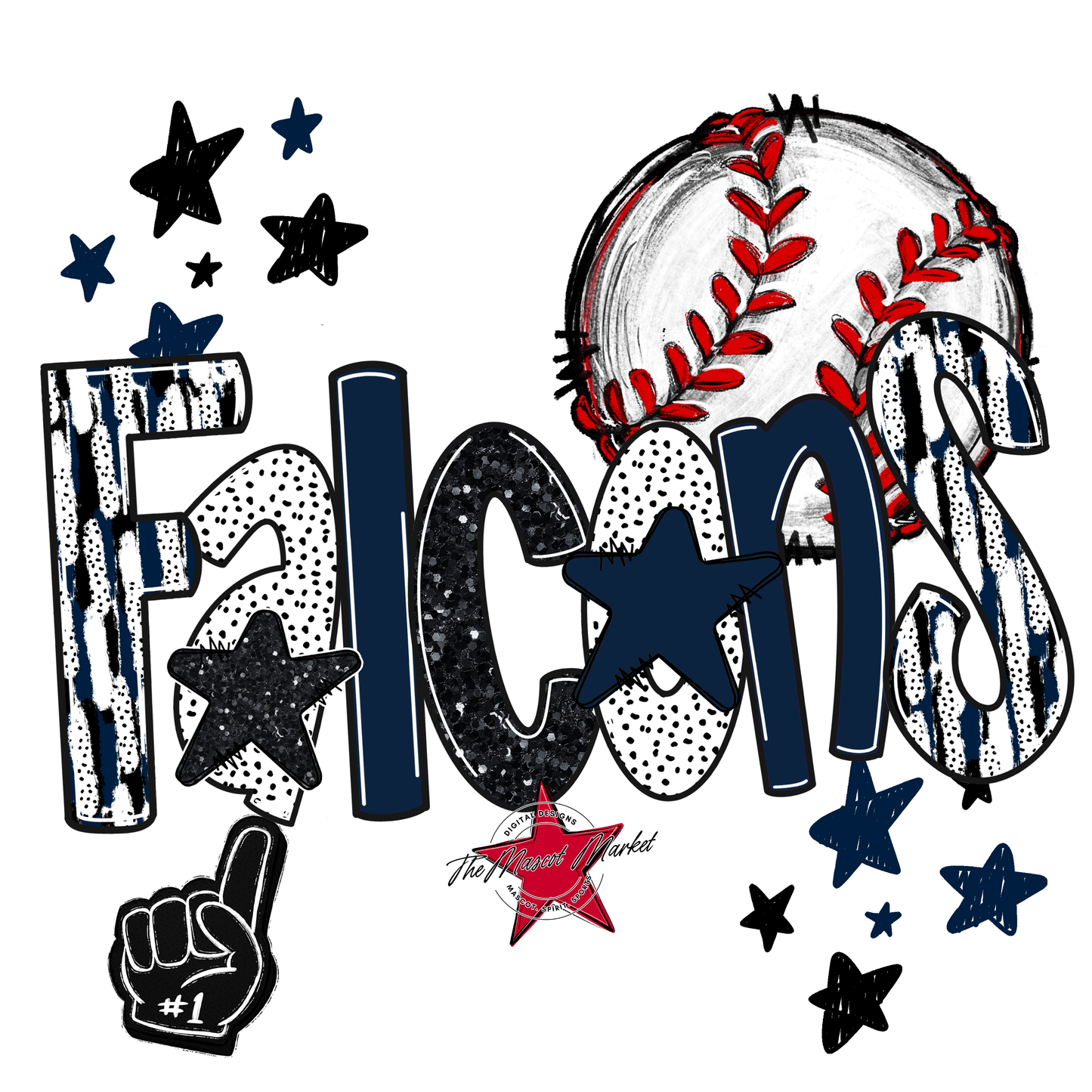 Falcons Baseball Scrape-Navy