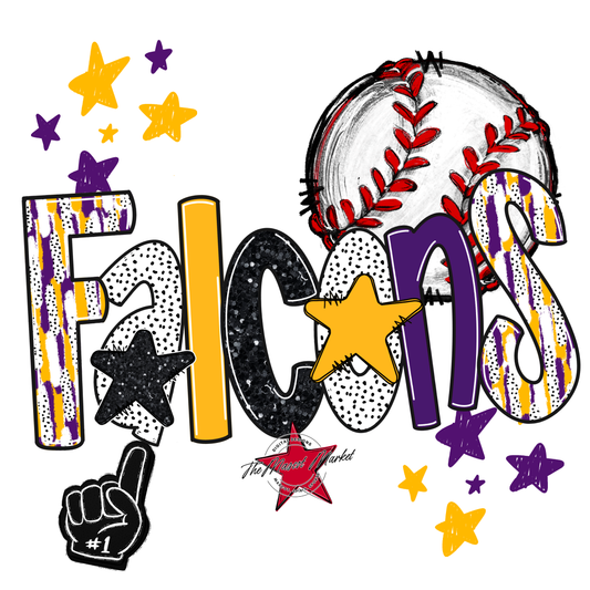 Falcons Baseball Scrape-Purple-Yellow