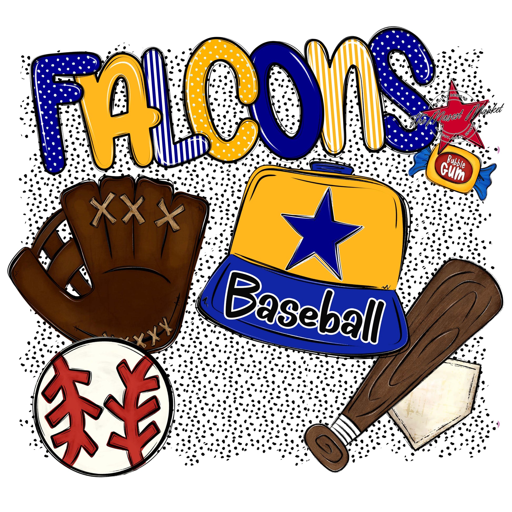 Falcons Baseball Spirit-Blue & Yellow