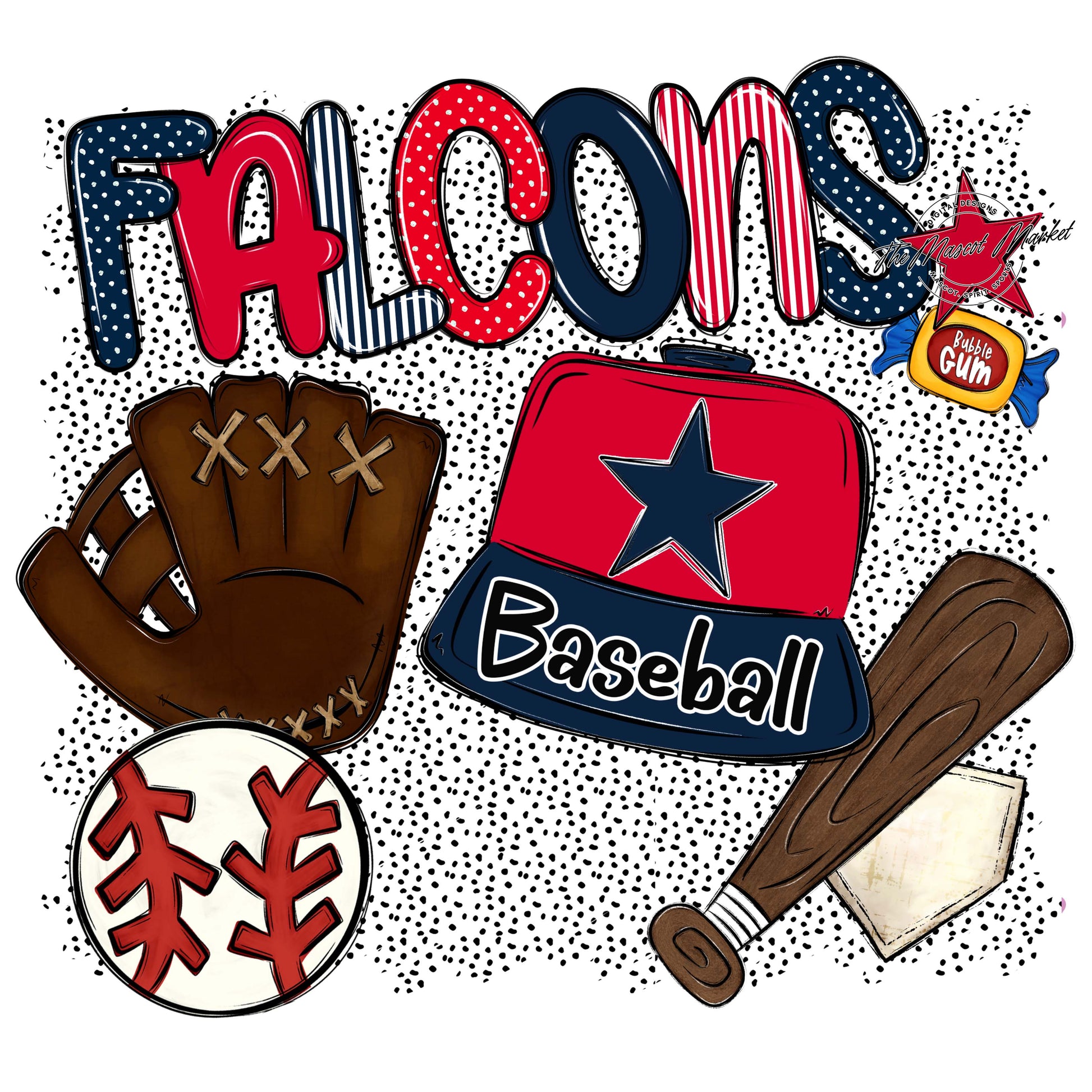Falcons Baseball Spirit-Navy & Red