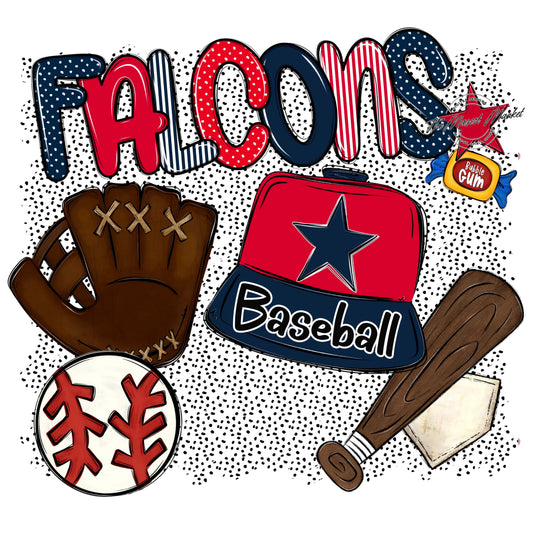 Falcons Baseball Spirit-Navy & Red