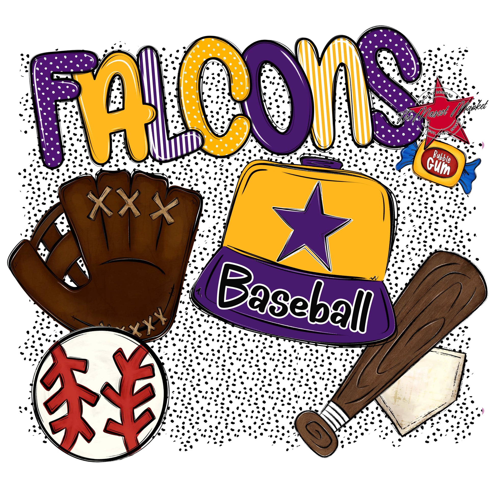 Falcons Baseball Spirit-Purple & Yellow