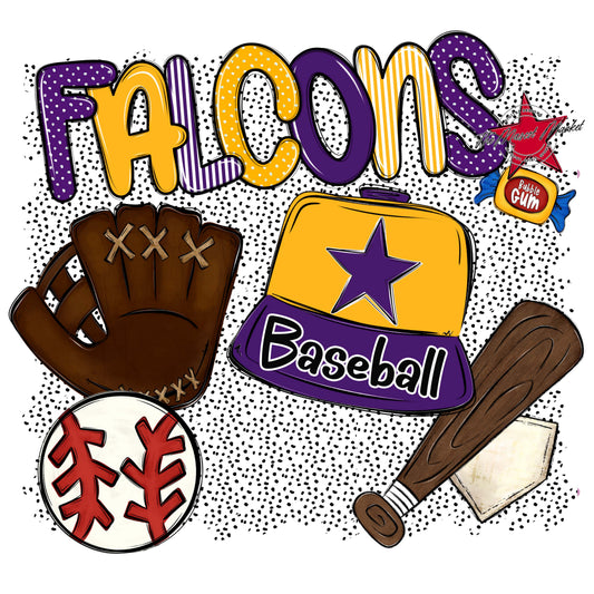 Falcons Baseball Spirit-Purple & Yellow
