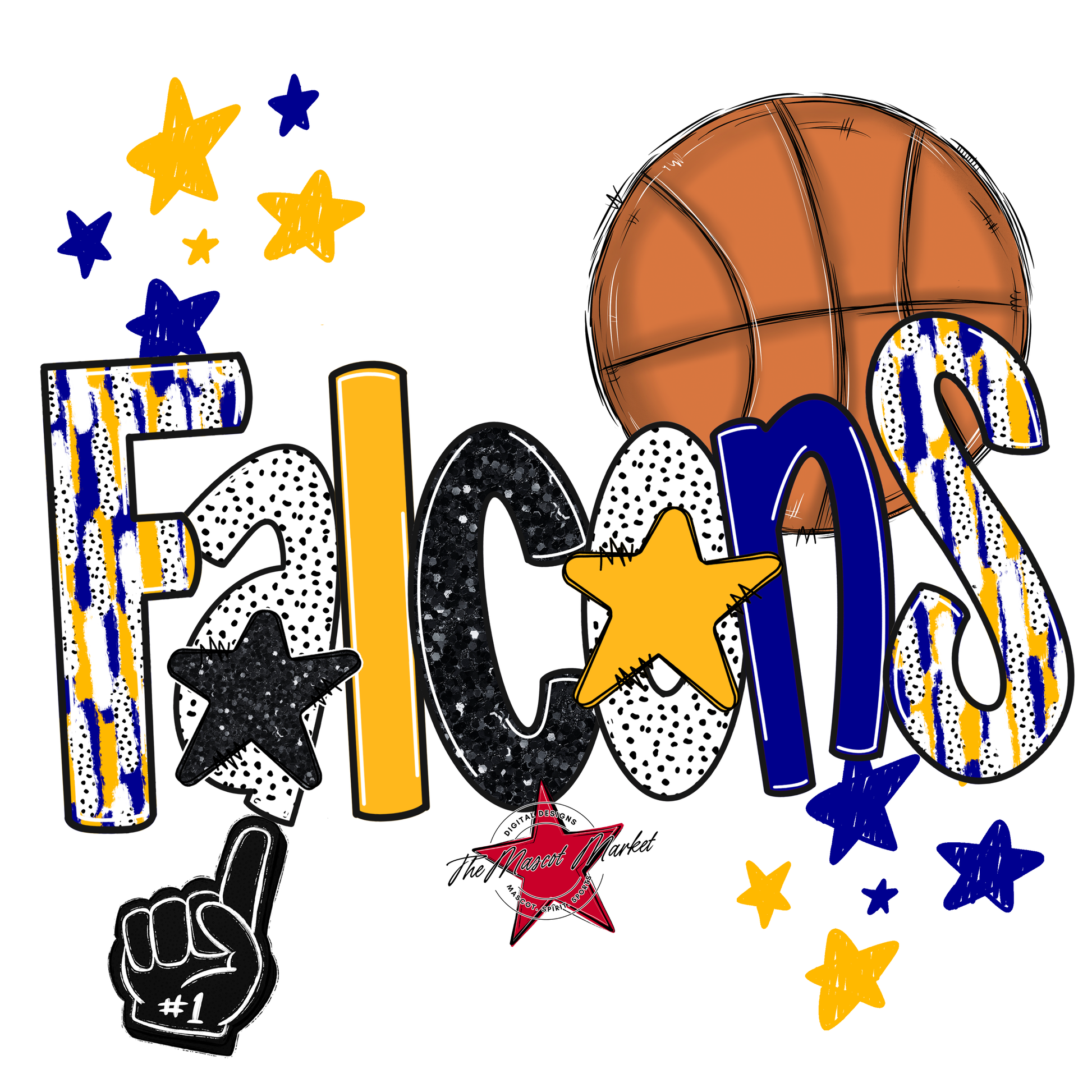 Falcons Basketball Scrape-Blue-Yellow