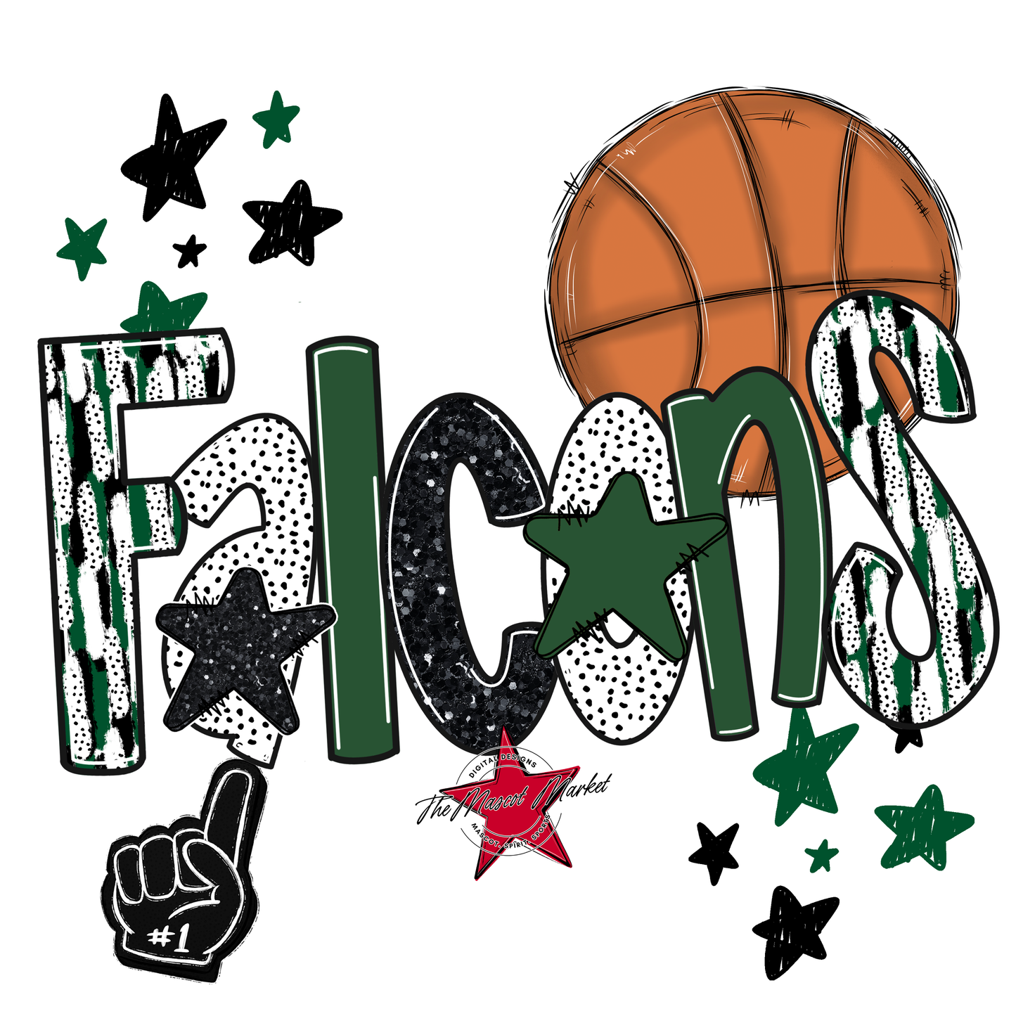 Falcons Basketball Scrape-Green