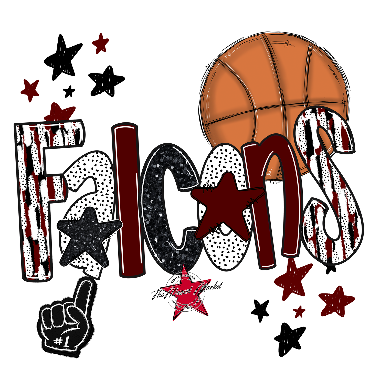 Falcons Basketball Scrape-Maroon