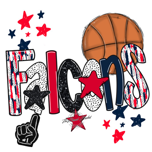 Falcons Basketball Scrape-Navy-Red