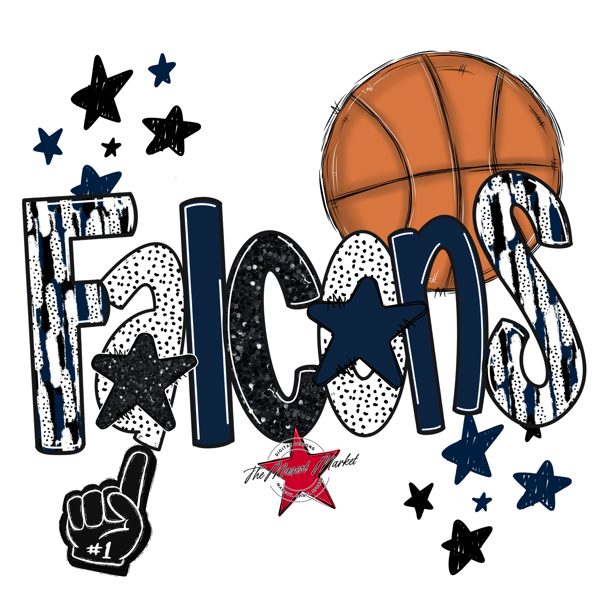 Falcons Basketball Scrape-Navy