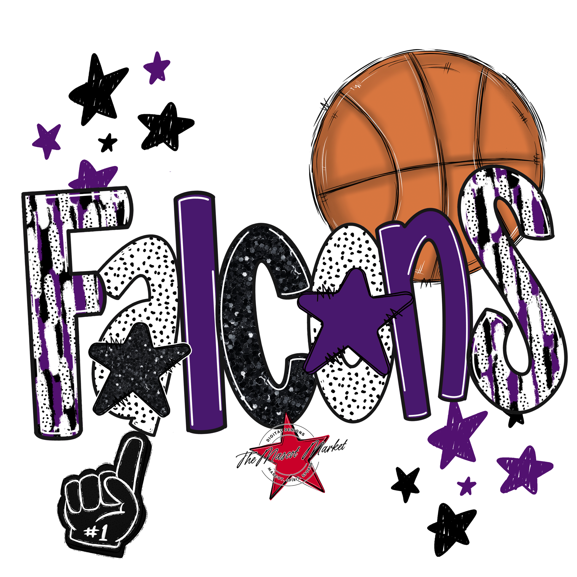 Falcons Basketball Scrape-Purple