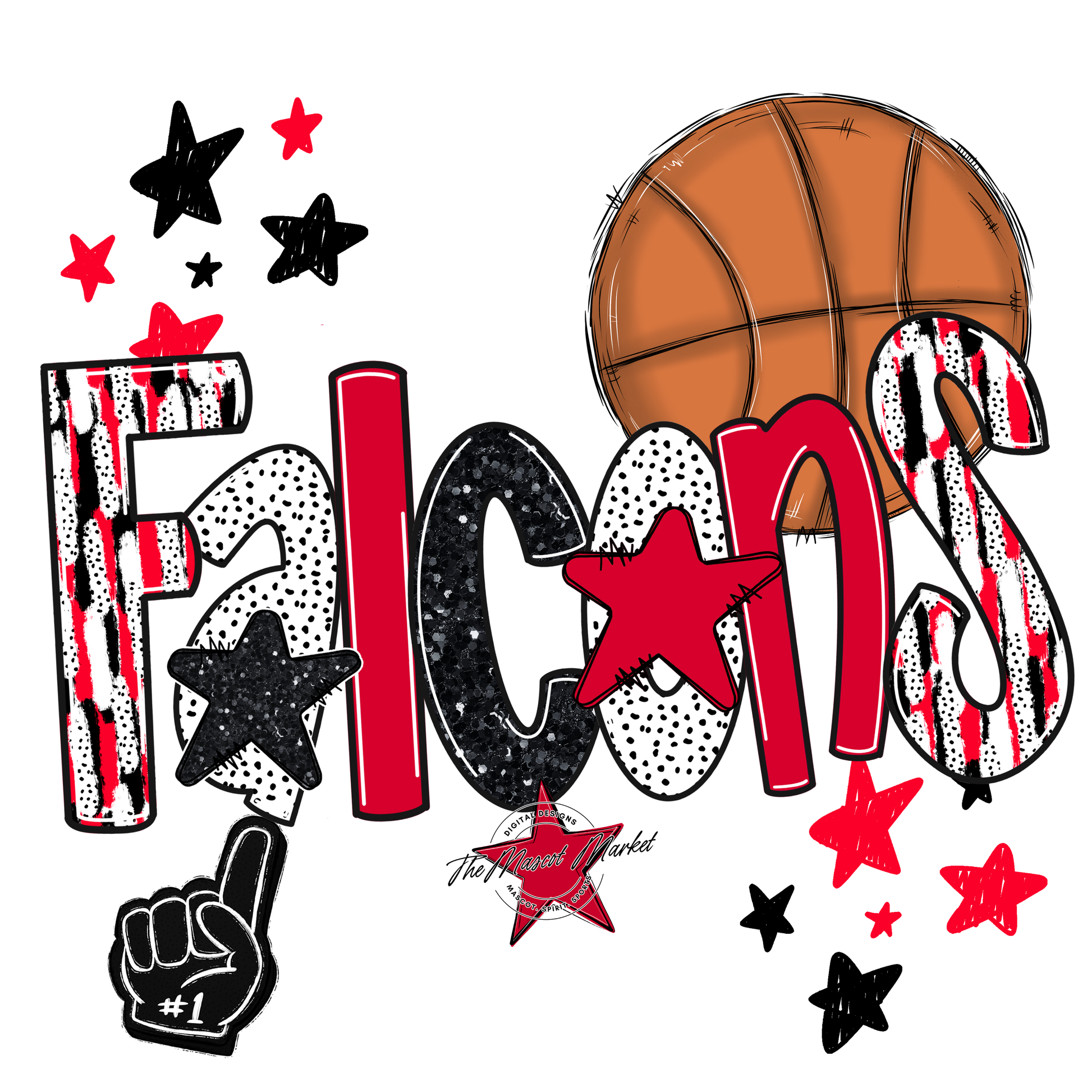 Falcons Basketball Scrape-Red