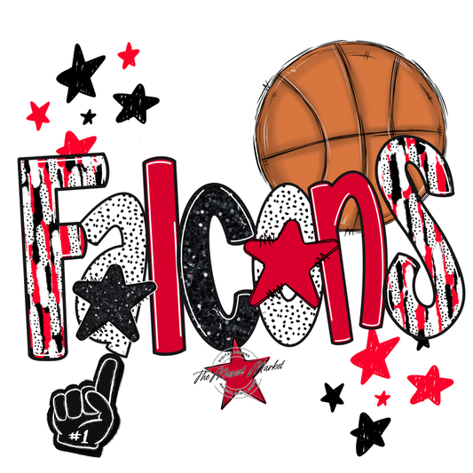 Falcons Basketball Scrape-Red