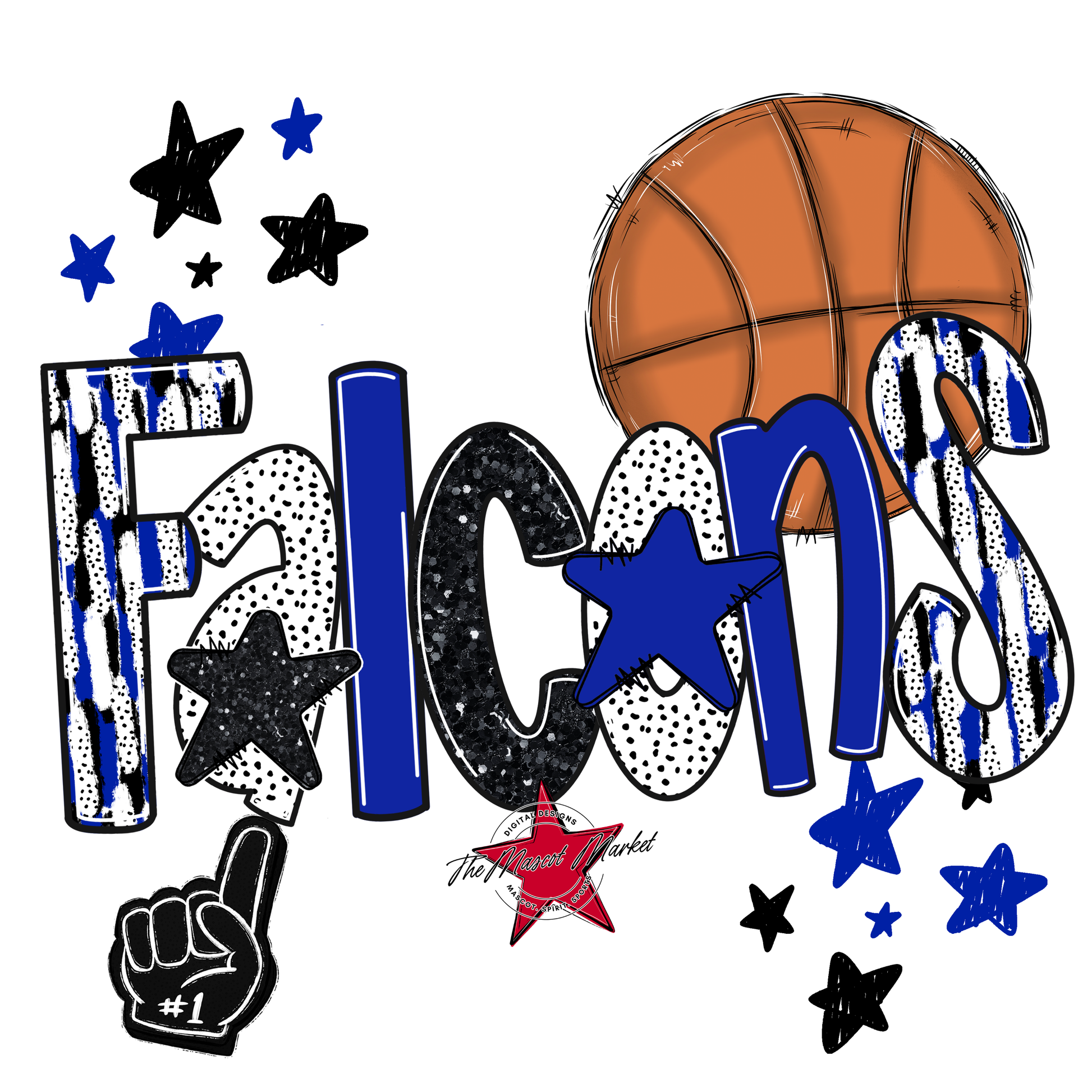 Falcons Basketball Scrape-Royal Blue