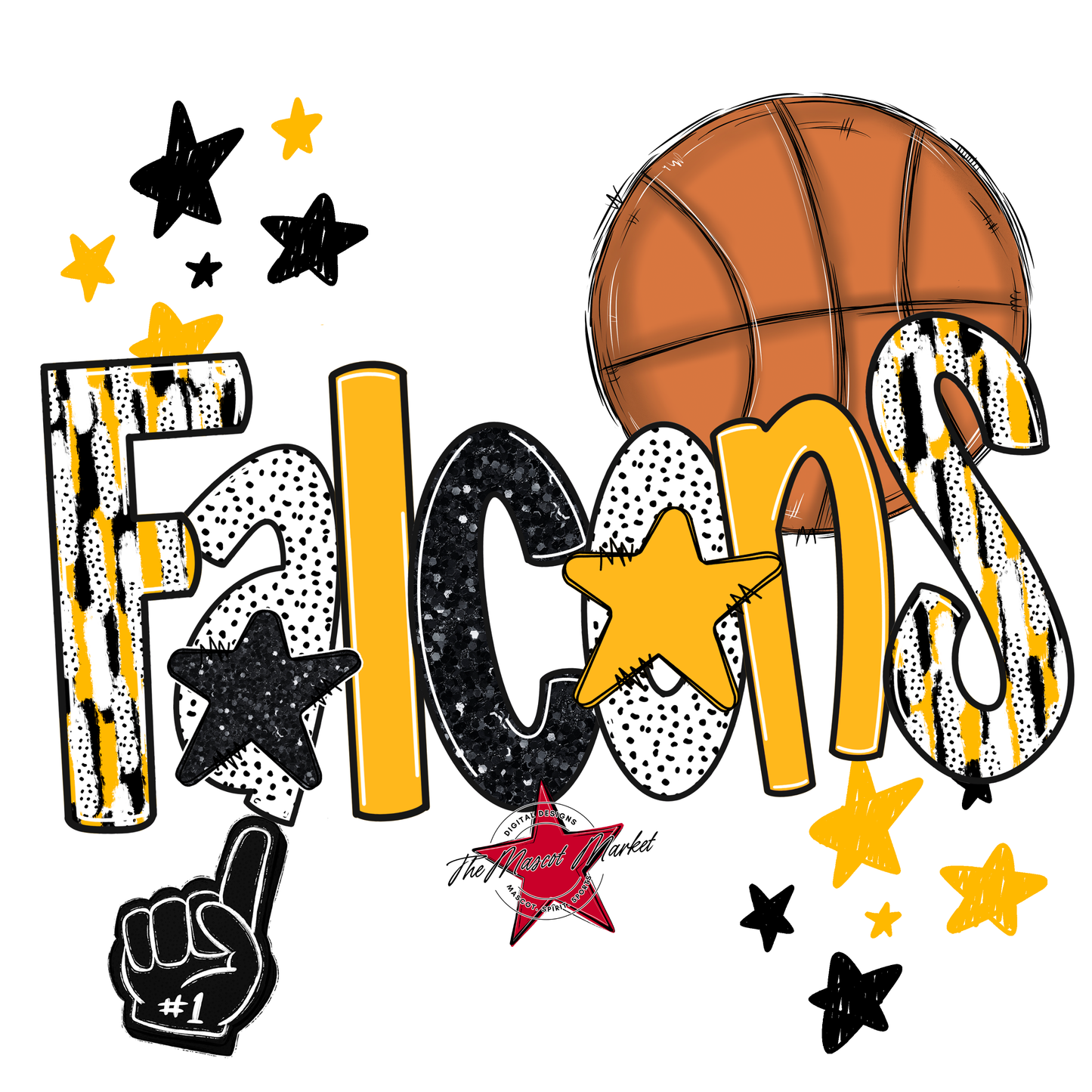 Falcons Basketball Scrape-Yellow