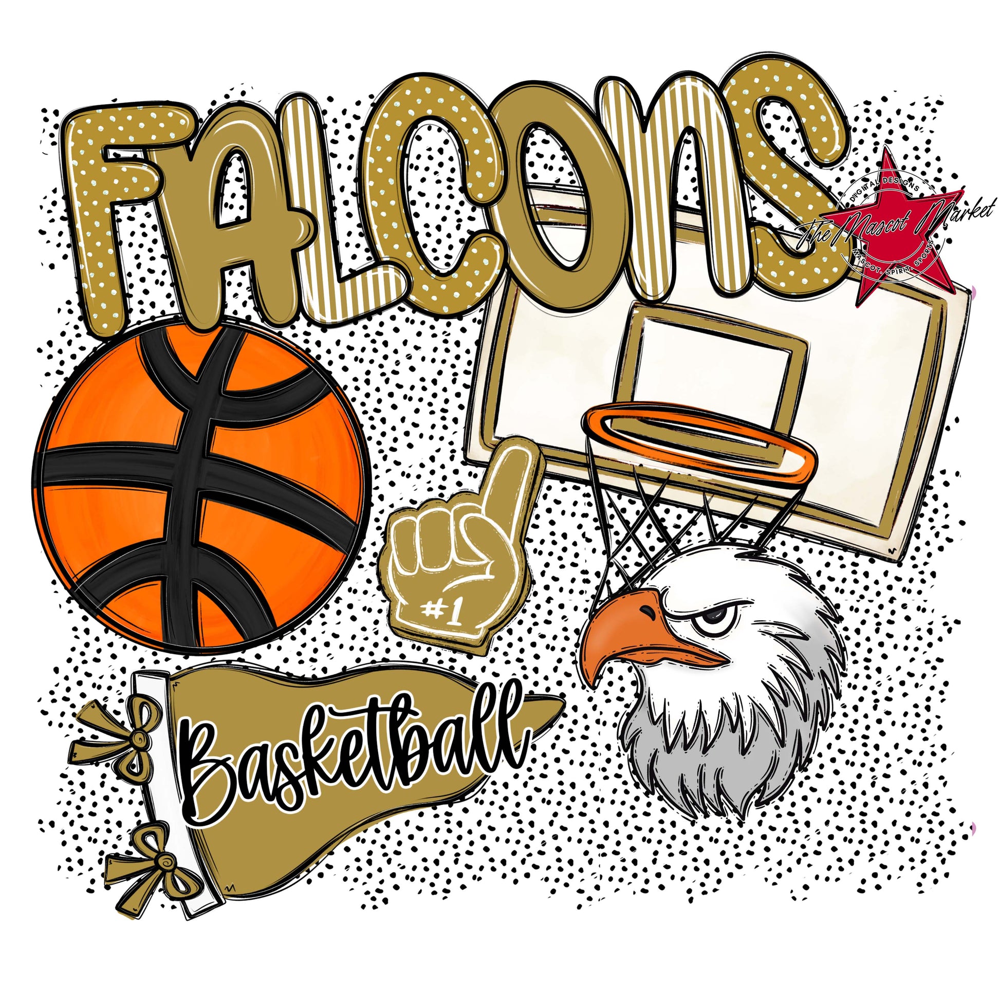 Falcons Basketball Spirit-Gold