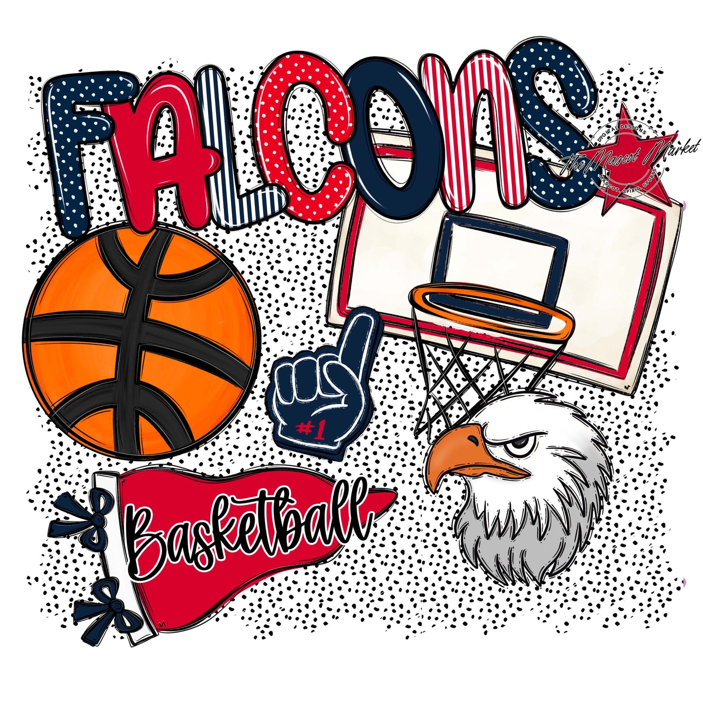 Falcons Basketball Spirit-Navy & Red