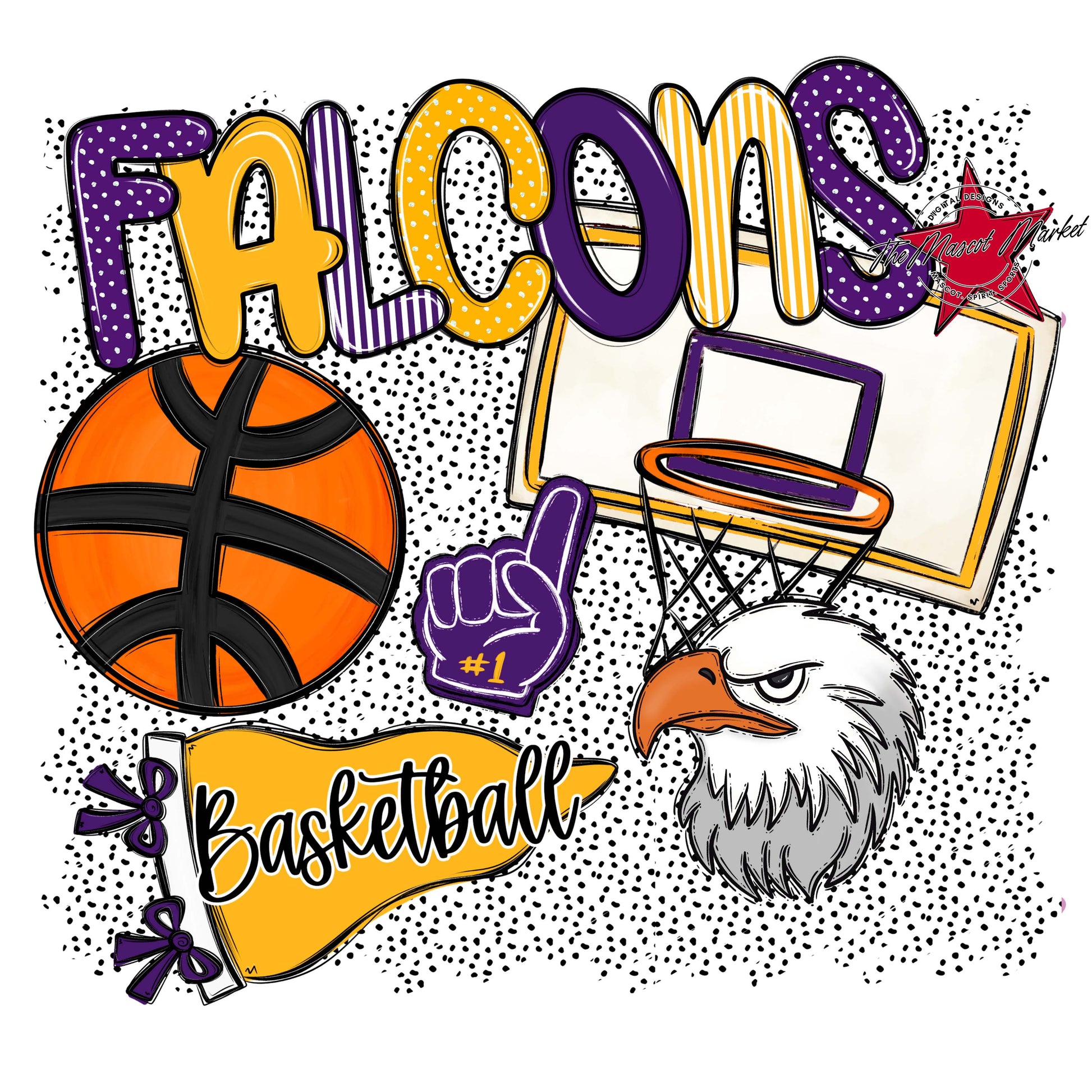 Falcons Basketball Spirit-Purple & Yellow