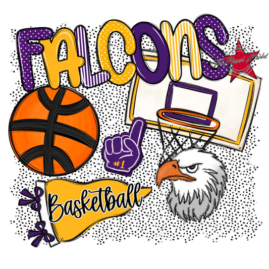 Falcons Basketball Spirit-Purple & Yellow