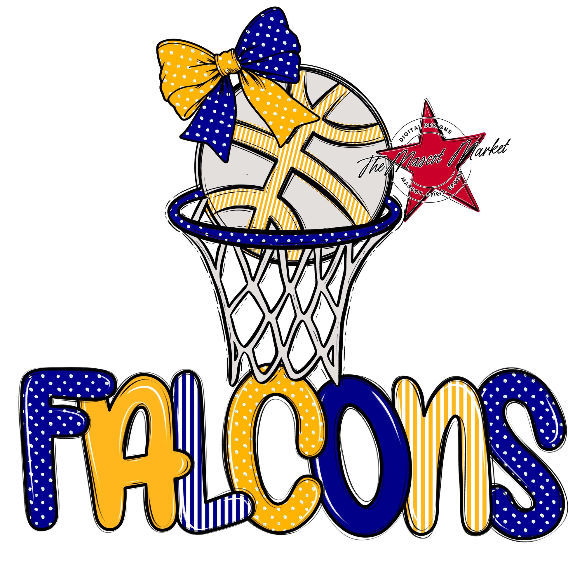 Falcons Basketball Spirit Design-Blue & Yellow