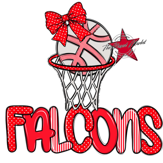 Falcons Basketball Spirit Design-Bright Red