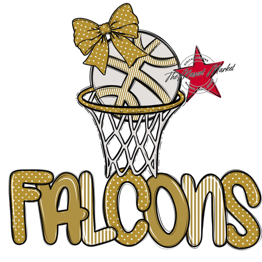 Falcons Basketball Spirit Design-Gold