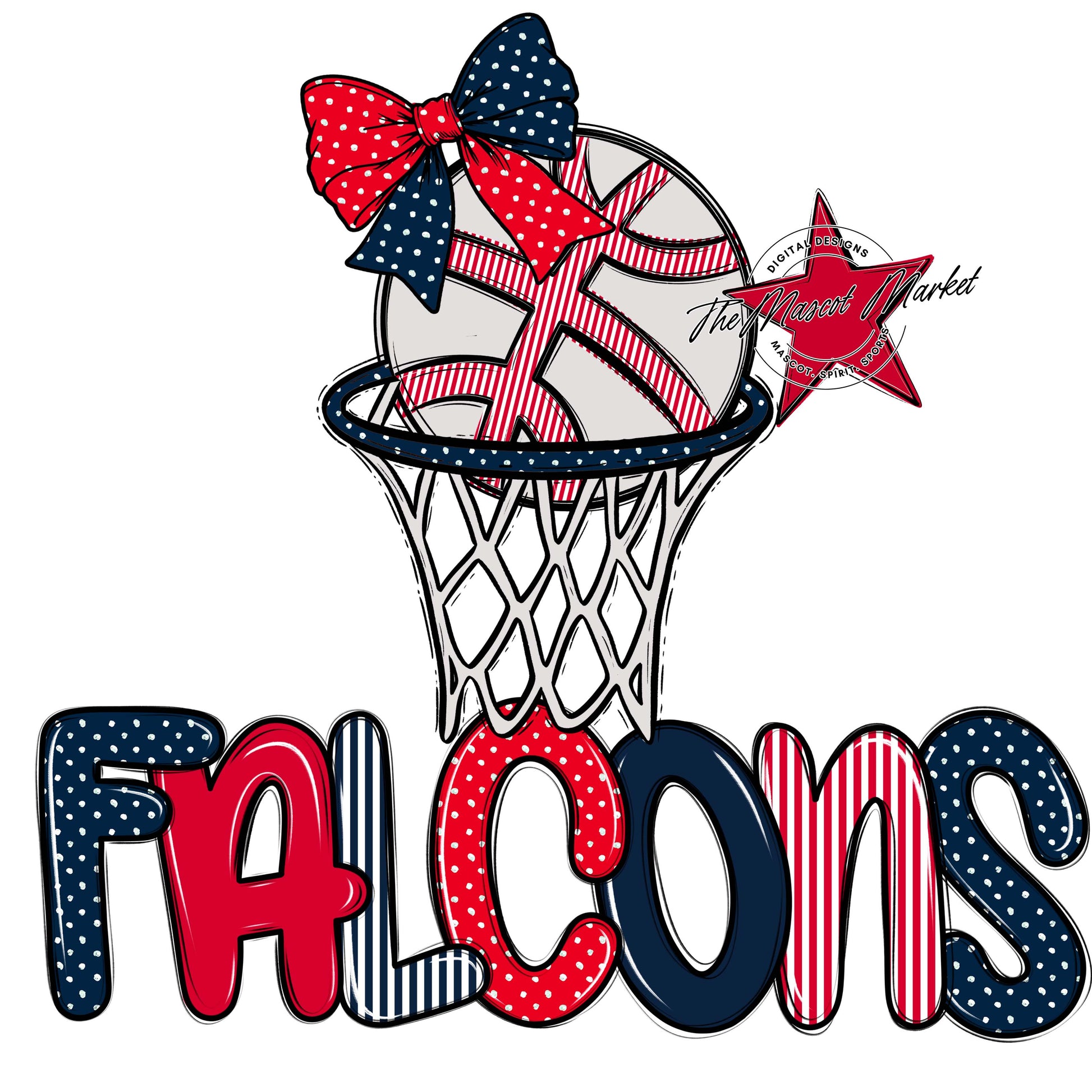 Falcons Basketball Spirit Design-Navy & Red