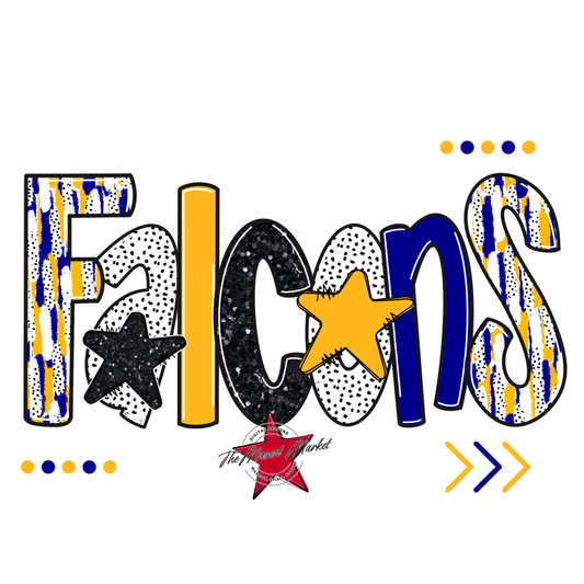 Falcons Brushstroke Alpha w Arrows-Blue-Yellow