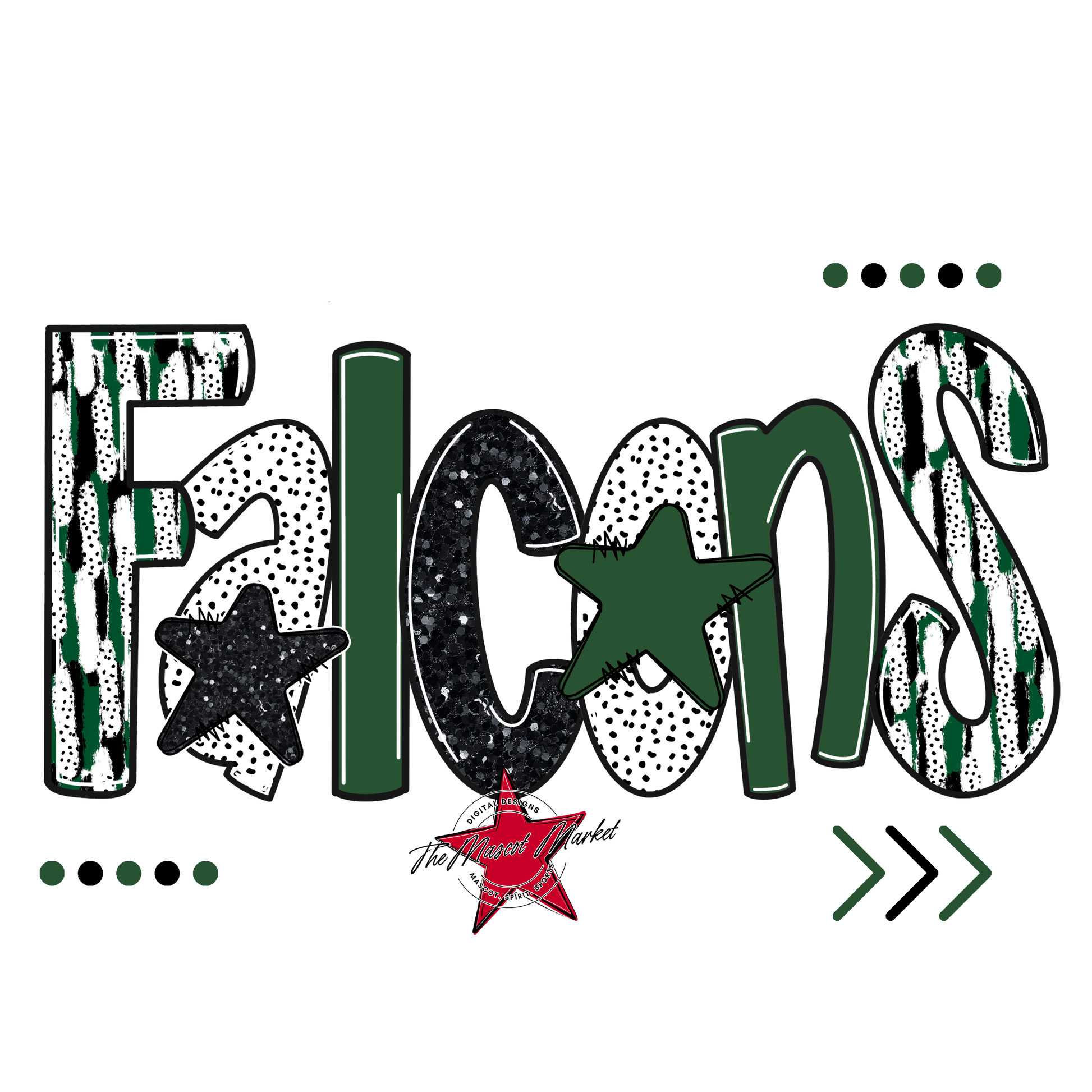 Falcons Brushstroke Alpha w Arrows-Green