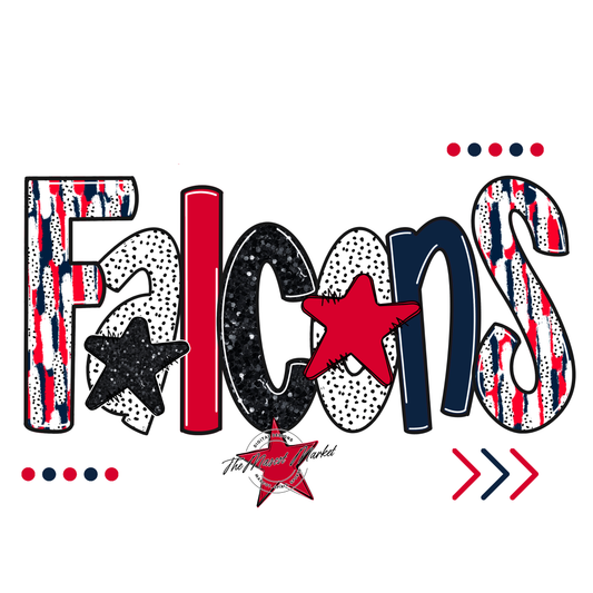 Falcons Brushstroke Alpha w Arrows-Navy-Red