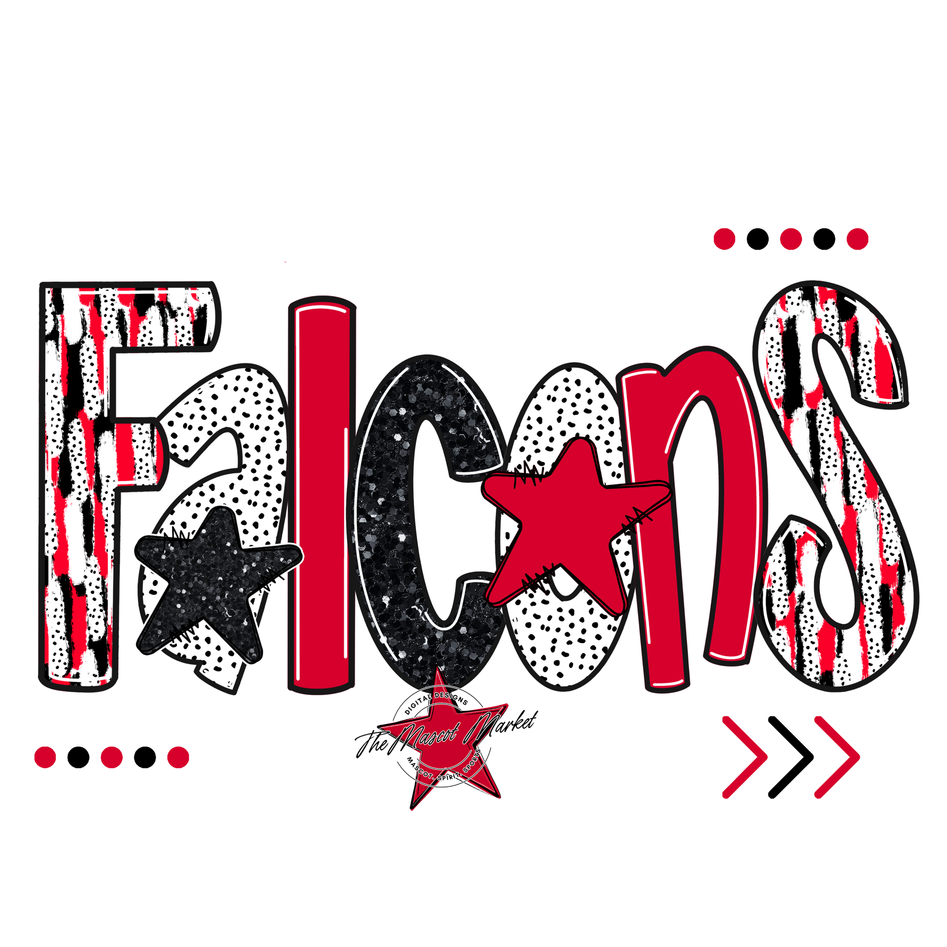 Falcons Brushstroke Alpha w Arrows-Red