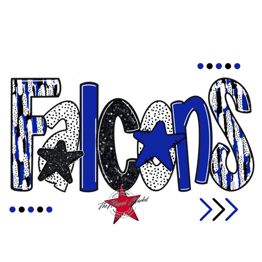 Falcons Brushstroke Alpha w Arrows-Royal Blue