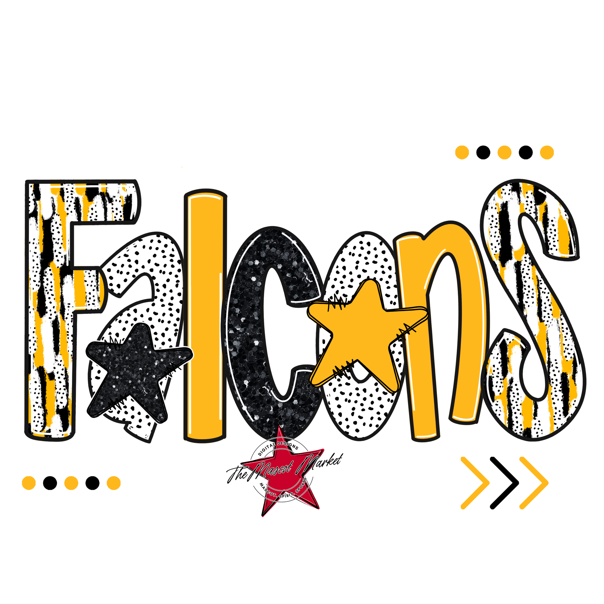 Falcons Brushstroke Alpha w Arrows-Yellow