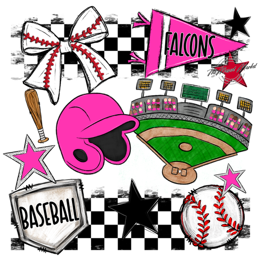 Falcons Checkers Baseball Spirit Design-Pink