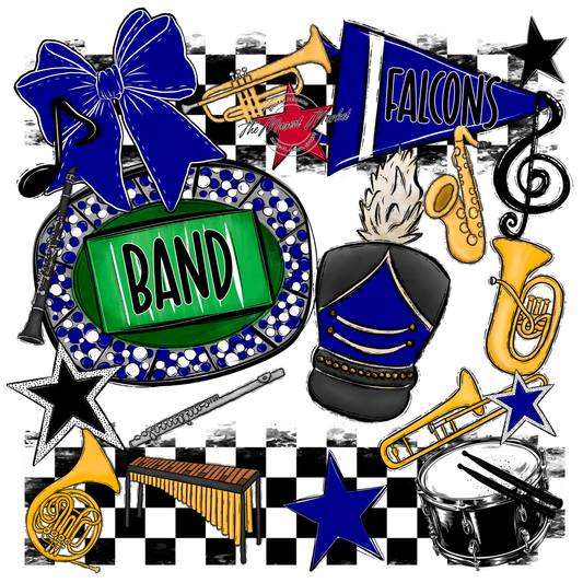 Falcons Checkers Band Spirit Design-Blue