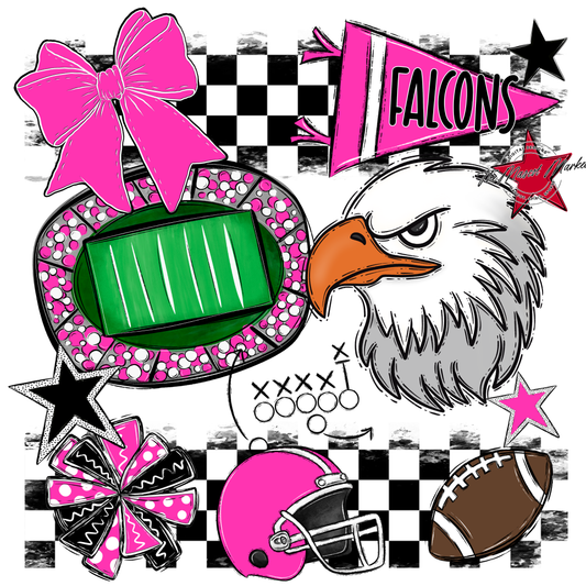 Falcons Checkers Mascot Spirit Design-Pink