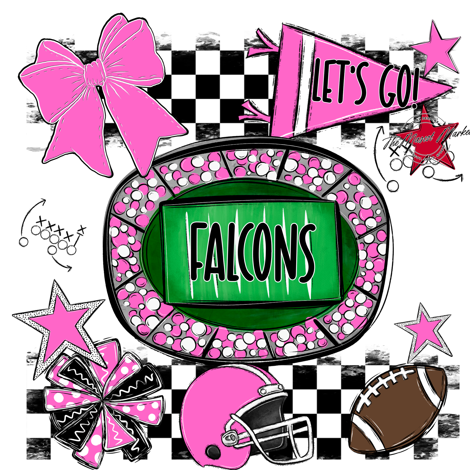 Falcons Checkers Spirit Design-Baby Pink