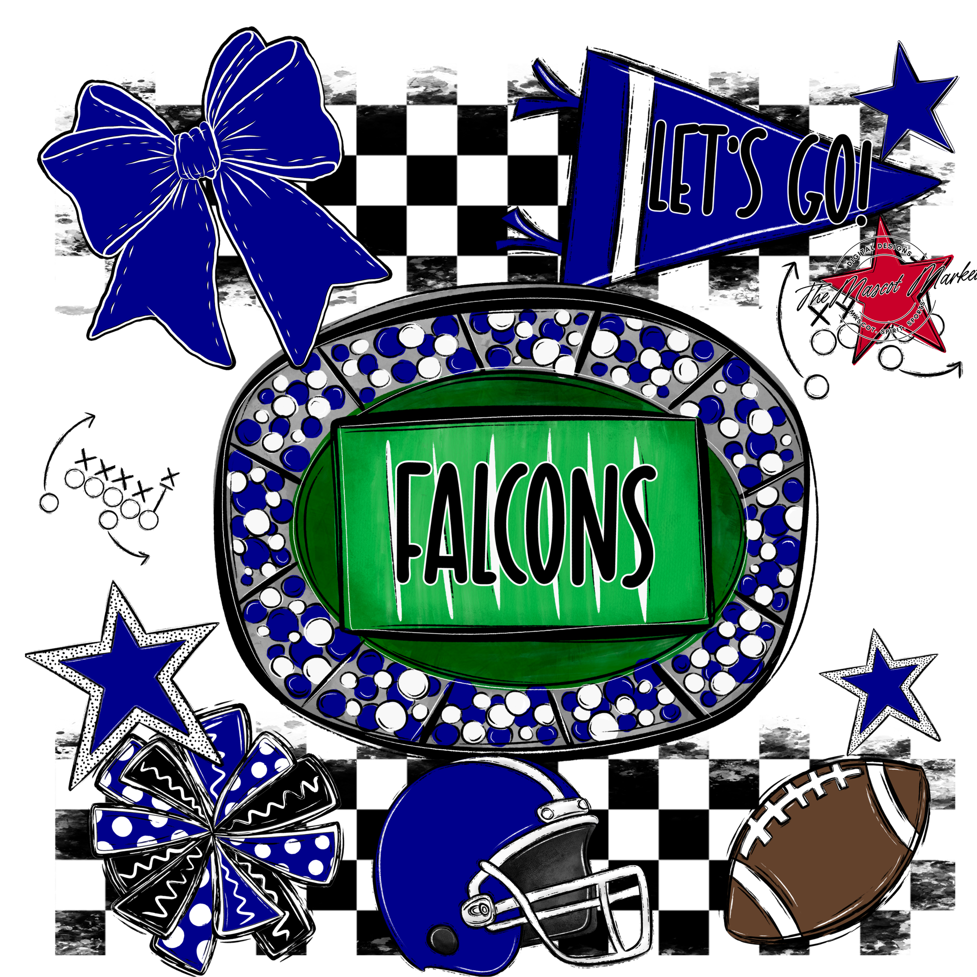 Falcons Checkers Spirit Design-Blue