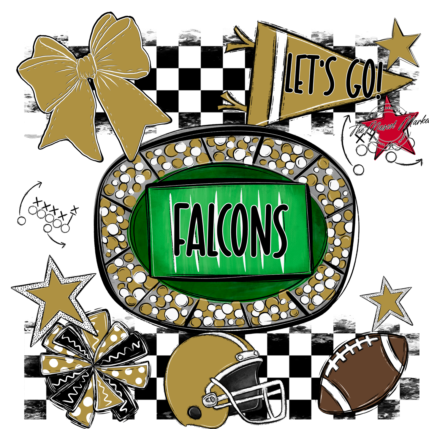 Falcons Checkers Spirit Design-Gold