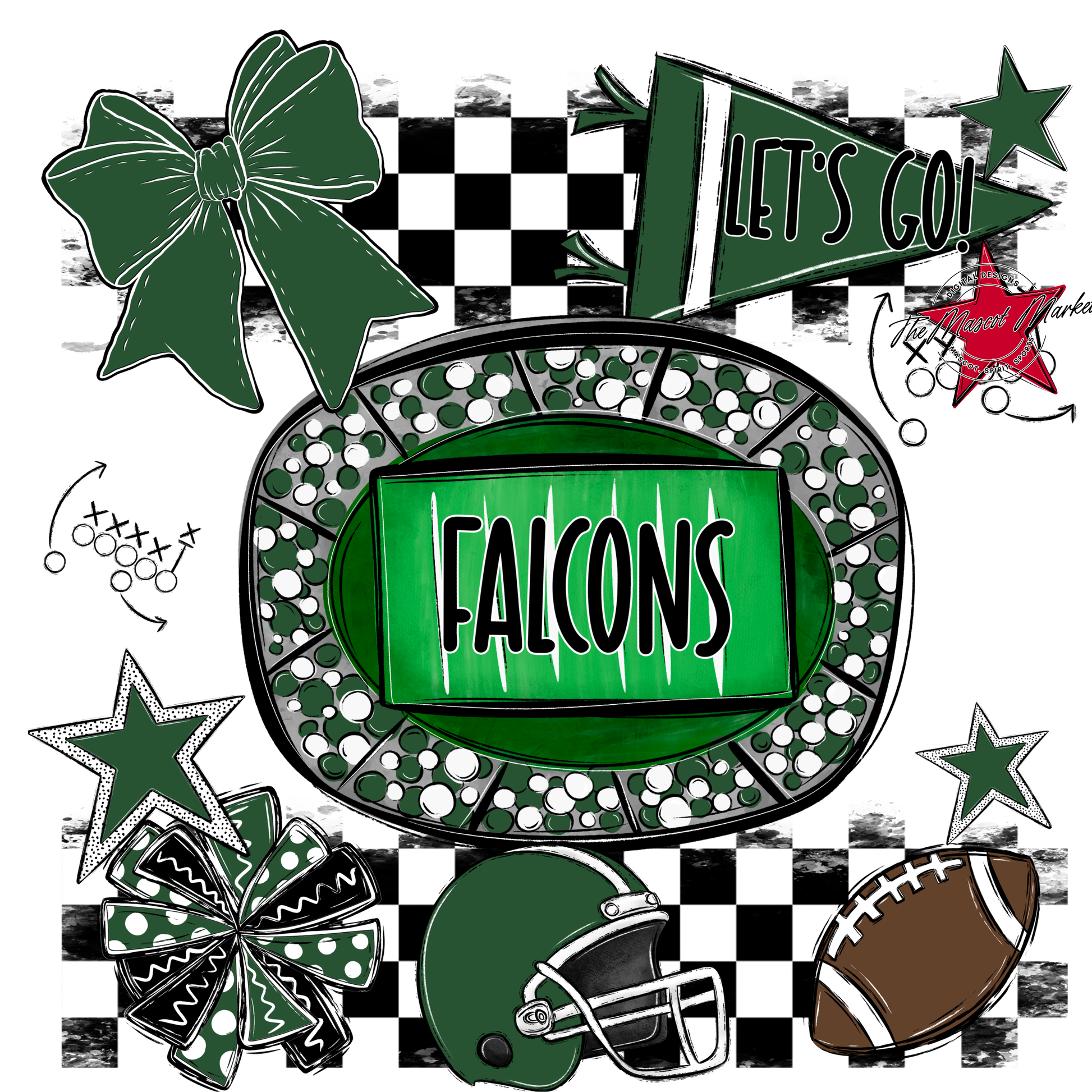 Falcons Checkers Spirit Design-Green