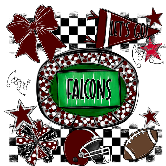 Falcons Checkers Spirit Design-Maroon
