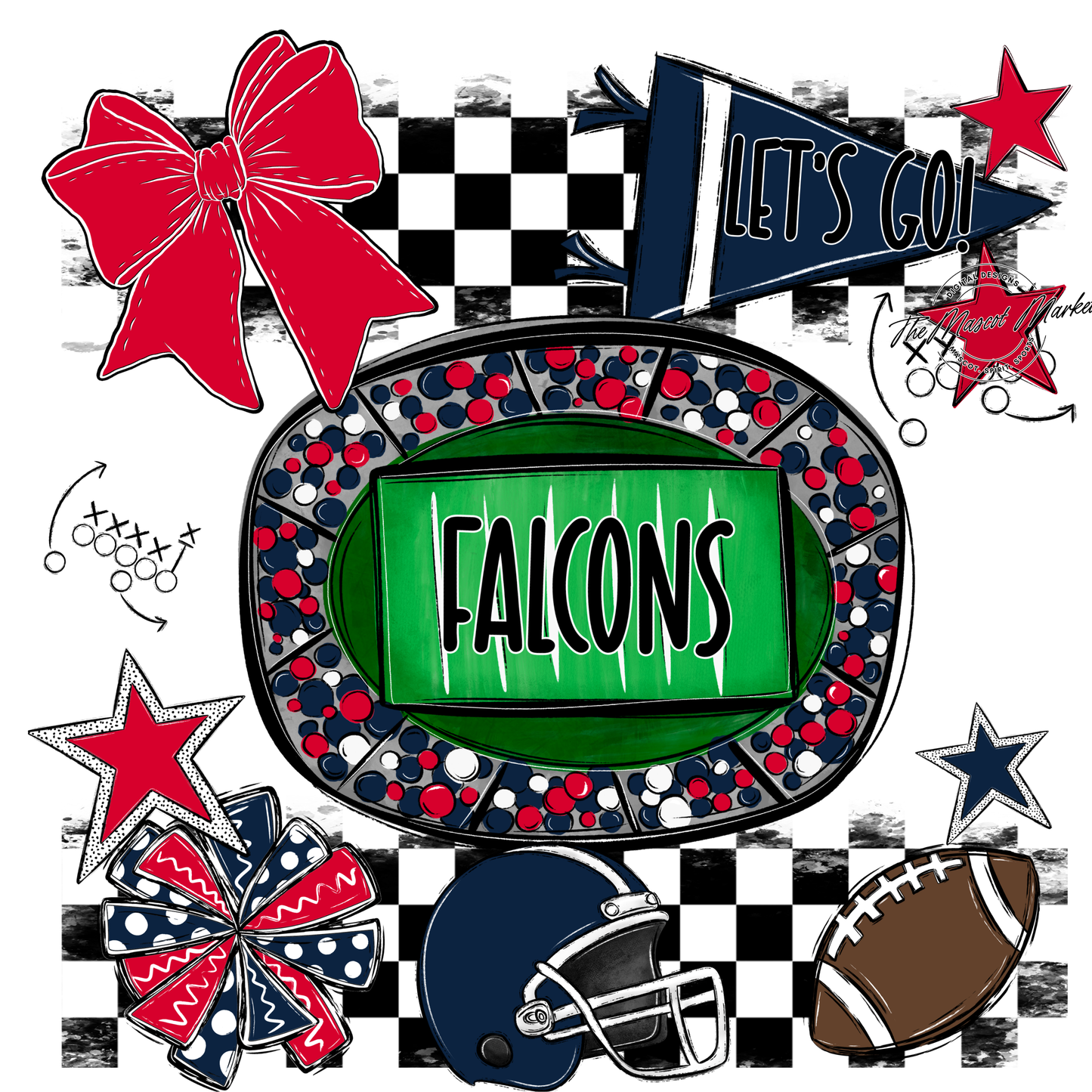 Falcons Checkers Spirit Design-Navy-Red