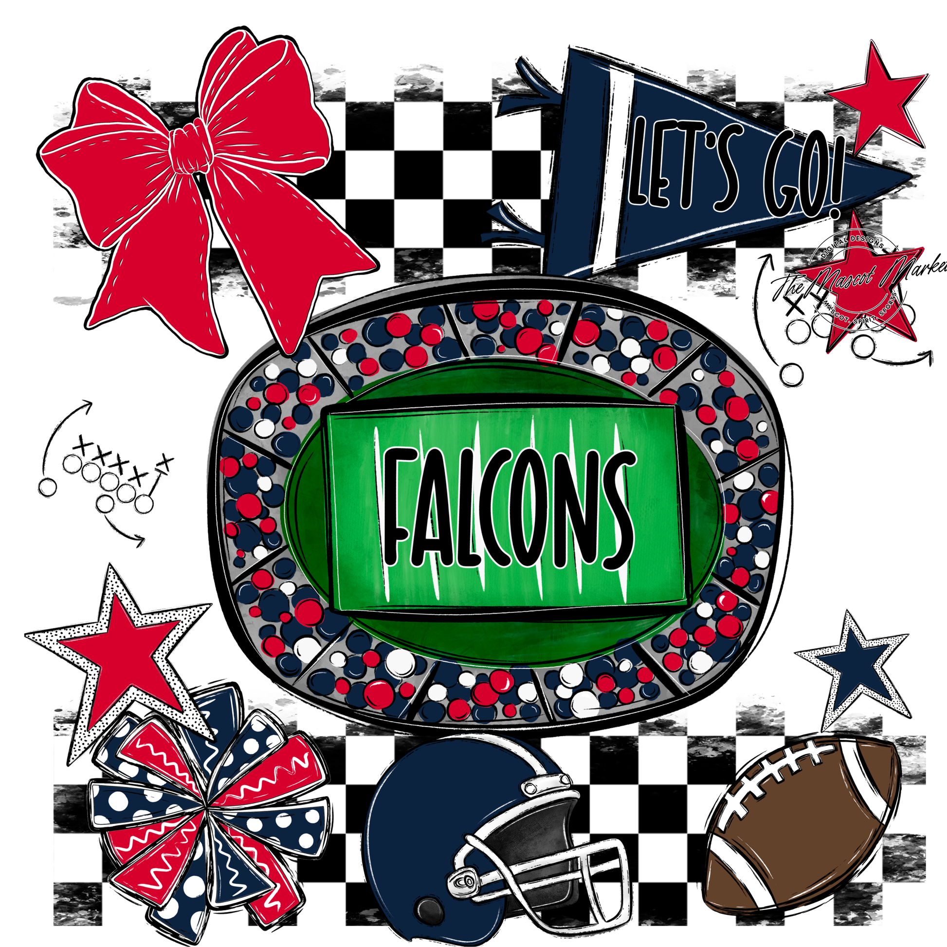 Falcons Checkers Spirit Design-Navy-Red