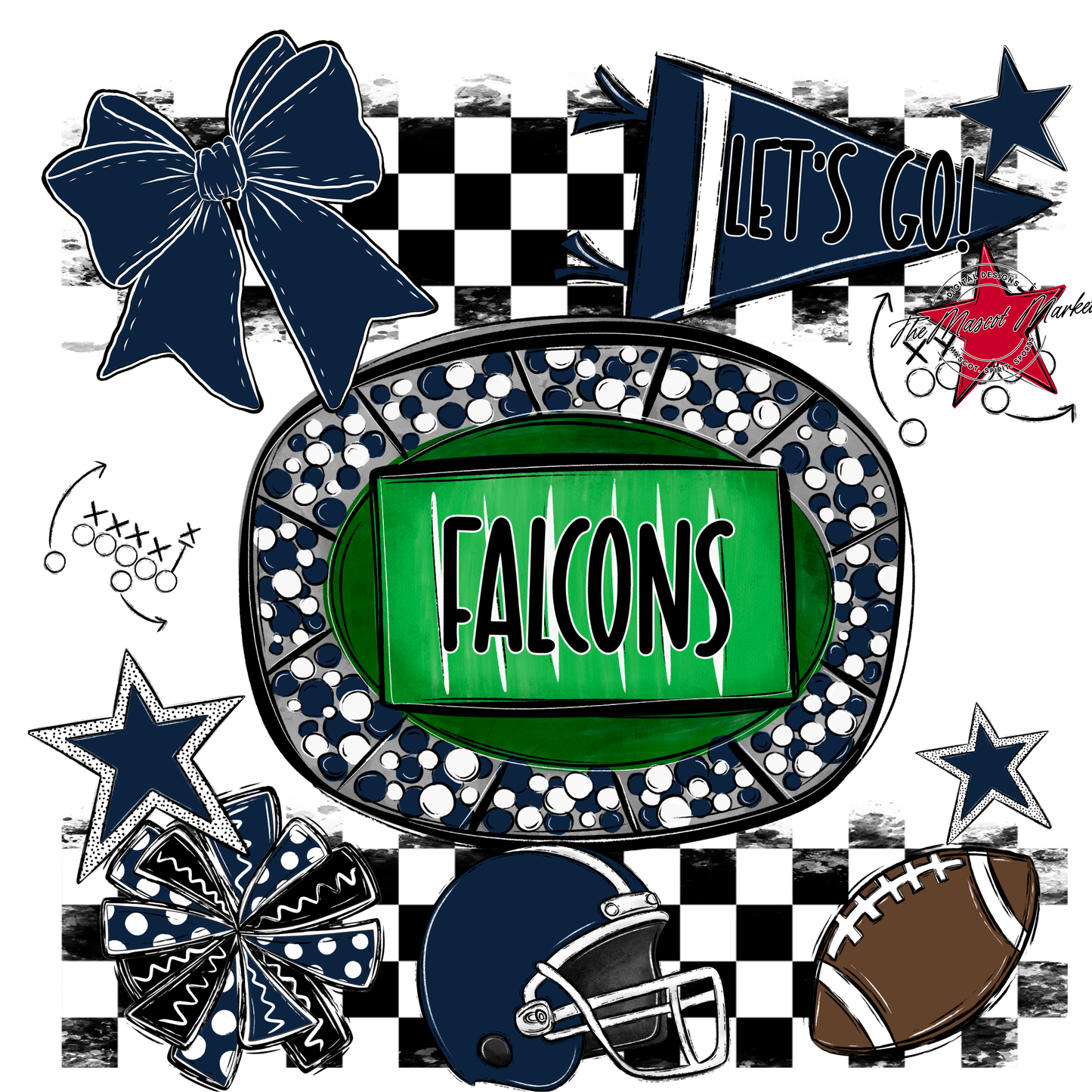 Falcons Checkers Spirit Design-Navy