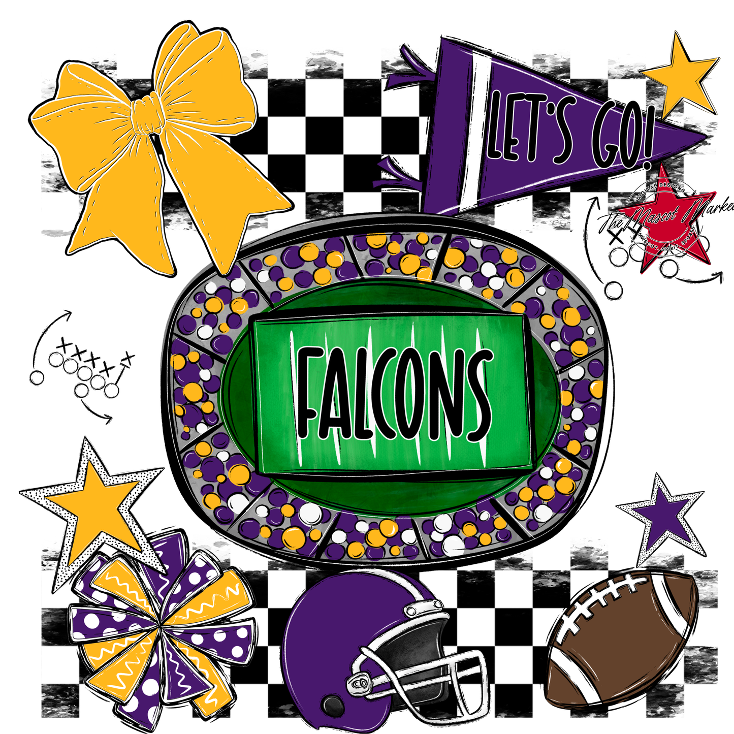 Falcons Checkers Spirit Design-Purple-Yellow
